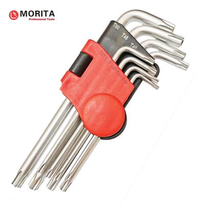 Portador de plástico Torx End Allen Key Kit 9 Pce CR-V Ferro chave de fenda e tomada de conjunto A Tamper Proof Torx