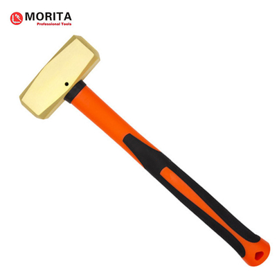 Ferramentas sem chispas martelo de pedra de latão com alça de fibra de vidro, não magnético, forjado, resistente à corrosão,