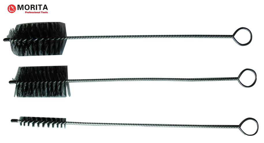 Escova de limpeza de fumaça 3 Pce 400mm Aço e Nylon Redondo Ø52mm Redondo Ø15mm Plano 52*30mm Ferramentas de encanamento de prata