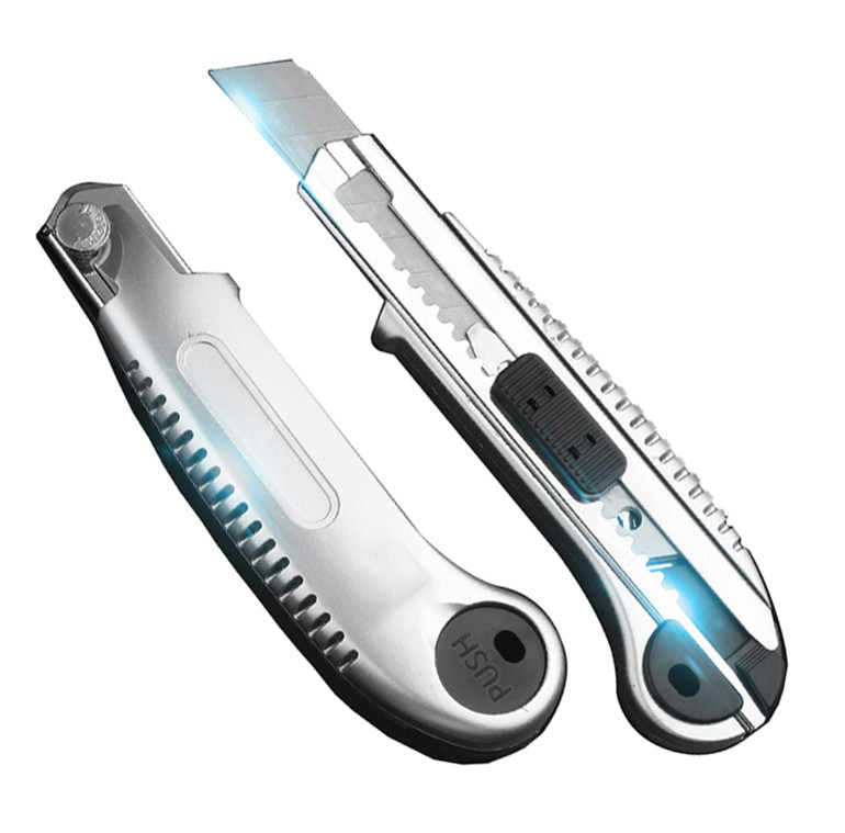 Snap Off Blade Utility Knife Alloy Steel &amp; ABS SK5 As lâminas sobressalentes com sistema de bloqueio da lâmina Sistema de troca de lâmina sem ferramentas